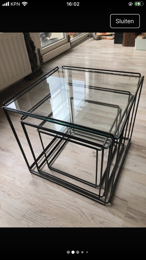 Dreiteiliges Set Isocele-Beistelltische von Max Sauze für Arrow – 1970er Jahre