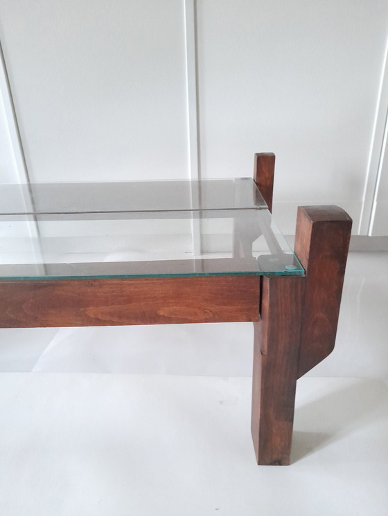 Image 1 of Couchtisch aus Teakholz und Glas aus den 1960er Jahren
