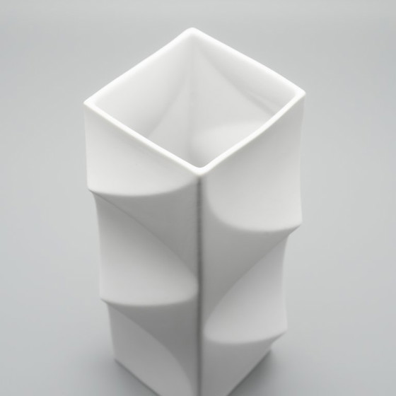 Image 1 of HUTSCHENREUTHER Biskuitporzellan-Vase „Archais“ Heinrich Fuchs Op Art Retro H 28cm