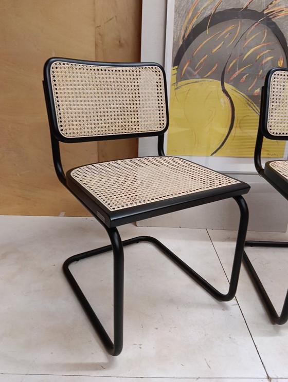 Image 1 of ALIVARMVSEVM 104. SET of 2 CESCA B32 Chairs (NEW) in Black Frame Limited Edition 