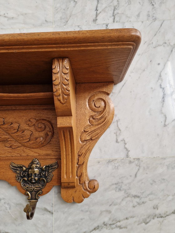 Image 1 of Porte-manteau mural vintage en bois, style français