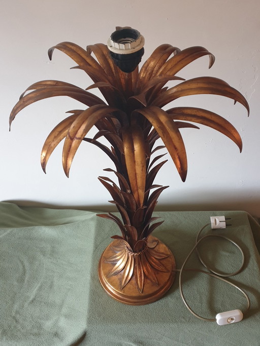 Rare lampe de table Salvadori à palmier, vintage italien Hollywood Regency 60/70