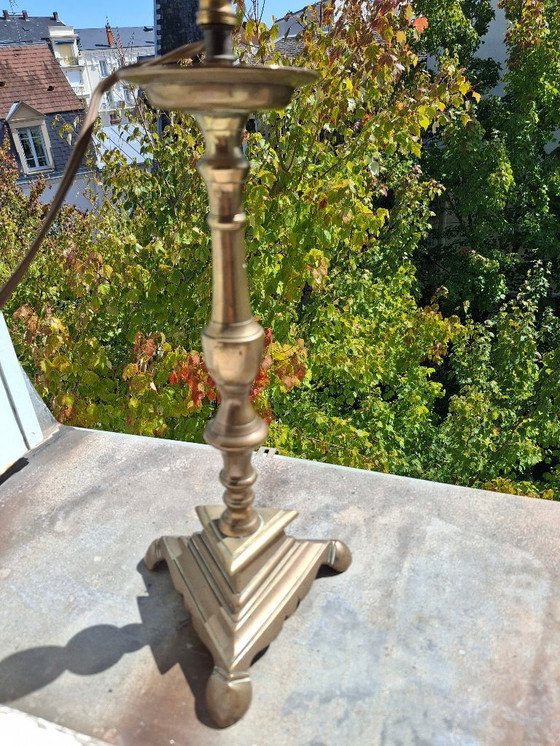 Image 1 of Exceptional bronze lamp base, antique candle holder 1580-1620, certified with traceability