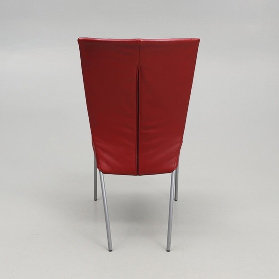 Image 1 of Set of four Spica chairs by Gijs Papavoine for Montis, in red leather with chromed metal frames, contemporary design