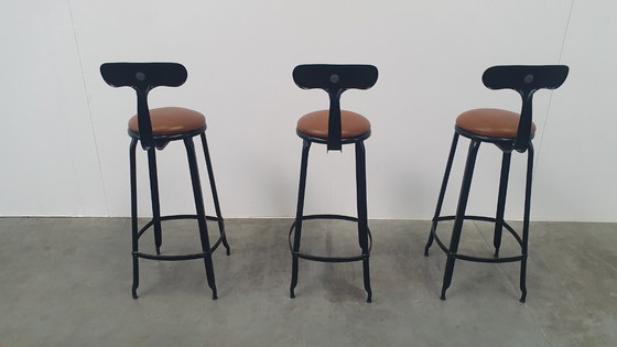 Image 1 of 3x Chaise Nicolle Sgabello da bar in metallo dal design industriale francese