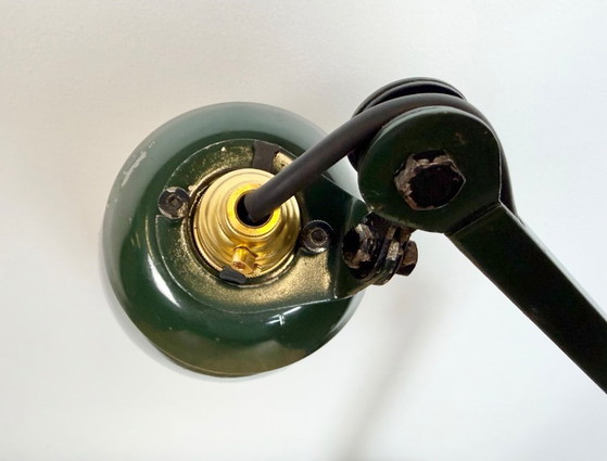 Image 1 of Industrial Green Enamel Adjustable Table Lamp, 1960s
