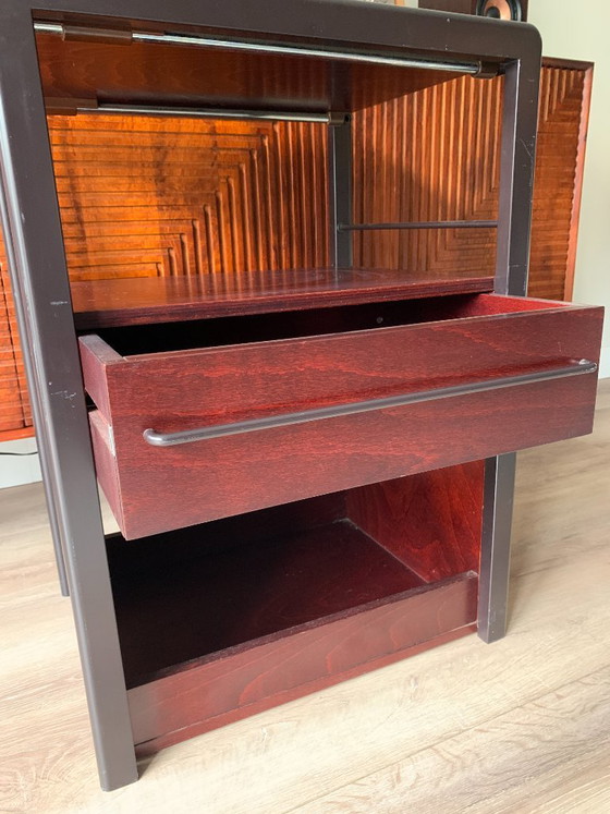 Mahogany Wood Metal Audio Furniture/Side Table Vintage, Chest of drawers, Brown, Modern (photo 10 of 10)