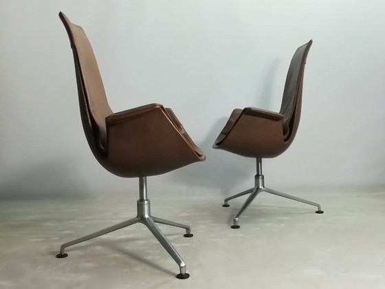 2x KILL FK67 designicoon 1967 Fabricius Kastholm leren stoel TULIP 3-potige KNOLL set van 2 (photo 6 of 20)