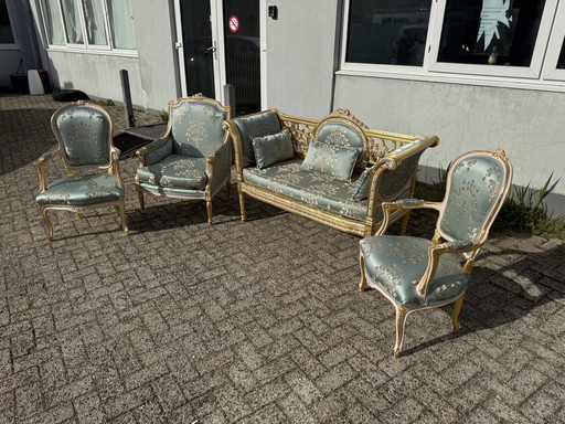 Conjunto barroco Luis XV de sillas/sillones y sofá.