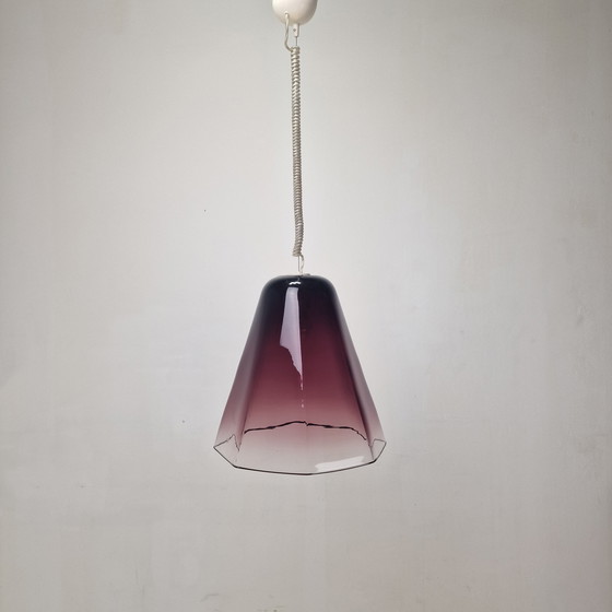 Image 1 of Italiaanse elegantie - Leucos hanglamp met transparant paars Murano glas