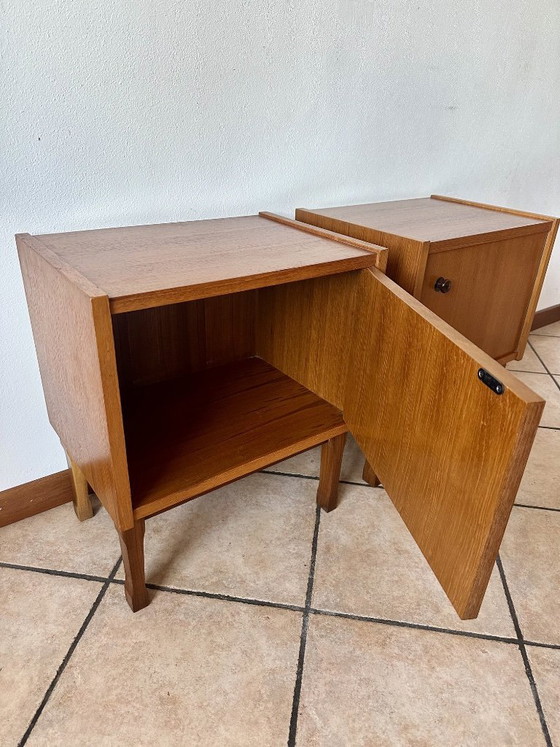 Image 1 of Pair of Vintage Mid-Century Teak Nightstands | Italy 1960's - 1970's