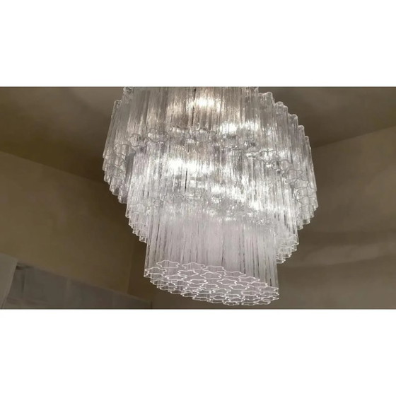 Image 1 of Luxury Oval Transparent Murano Glass Tronchi Statement Chandelier