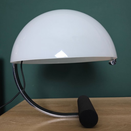 Vintage Stilnovo / Artimeta Meta tafellamp – jaren 70 Italiaans design – kunststof kap, metalen frame – 40 cm – E27 – zwart/chro