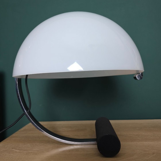 Image 1 of Vintage Stilnovo / Artimeta Meta tafellamp – jaren 70 Italiaans design – kunststof kap, metalen frame – 40 cm – E27 – zwart/chro