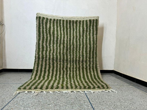 Tapis En Laine Pure Fait Main Artisanale Vert Taille 150/250 Cm – Aime Té, vloerkleden en tapijten, Wool