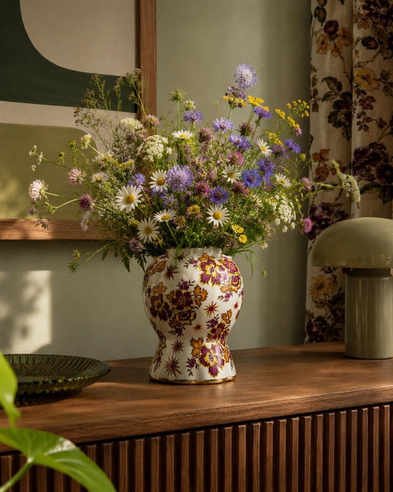 Image 1 of Boch Frères Keramis “Fleur de Saxe” Art Deco Vase
Belgium, circa 1930s