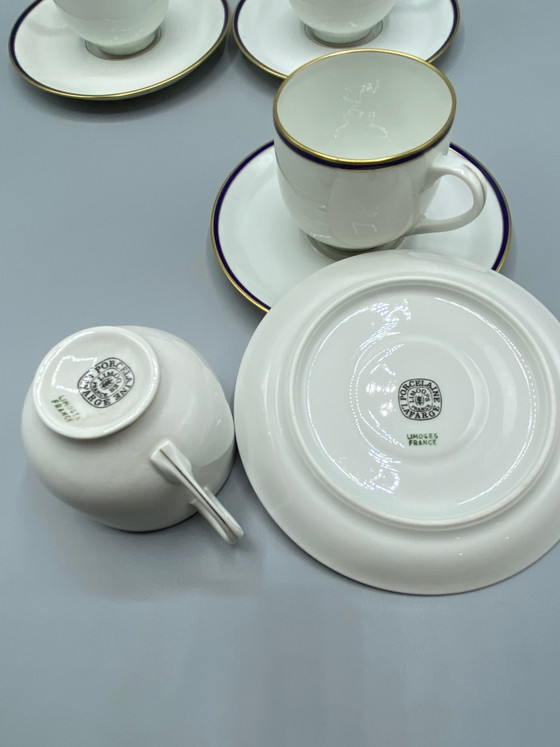 4 tasses à café et 4 soucoupes en porcelaine de Limoges, cobalt et or – Objets déco, Gold, Modern (photo 4 of 4)