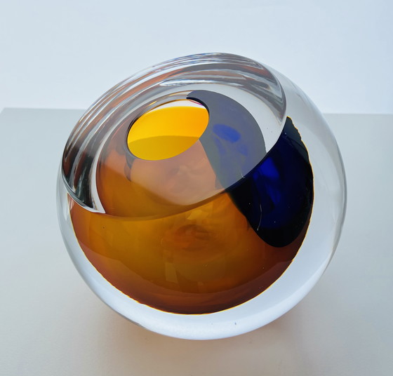 Image 1 of Objet en verre unique « AMBRE » de George Broft, 3,4 kilos