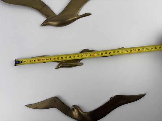 Image 1 of 3 x vintage messing grote wandvogels vogelvlucht
