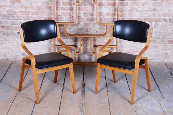 Set of Eight Restored Mid-Century Chairs, by Ludvik Volak, Maple, Czech, 1960s – Dining chairs, Wood, Skai (photo 18 of 20)