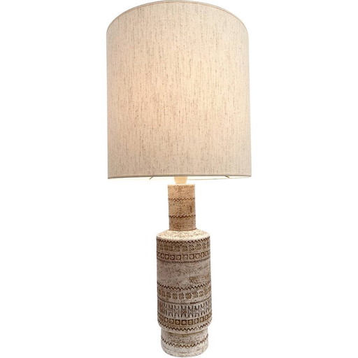Lámpara de mesa de cerámica beige de mediados de siglo, Italia, década de 1960