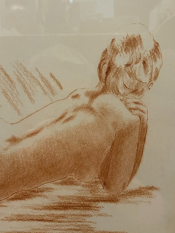 Frédéric LEFORT (Siglo XX) - Desnudo Femenino de Espaldas, Grabado a la Manera de Sanguina (Tirada 4/250) (photo 4 of 11)