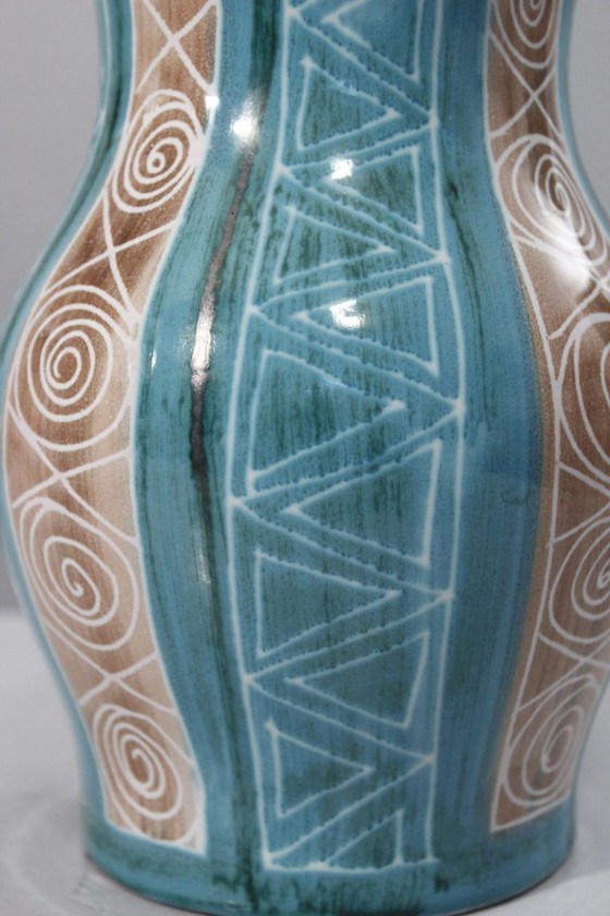 Image 1 of Robert Picault in Vallauris Große Vase Inzisionsdekor Frankreich 1950s