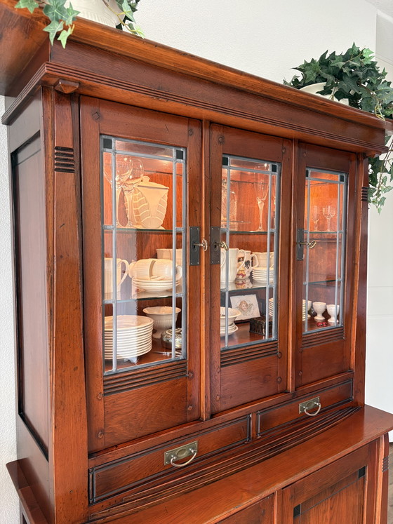 Image 1 of Schuitema buffetkast met glas in lood deuren Jugendstil