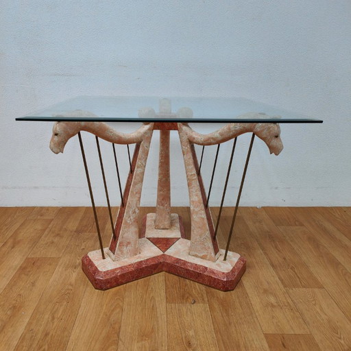 Table de salle à manger Art Déco de style italien en pierre naturelle, style éclectique