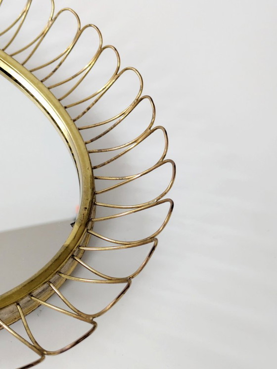 Image 1 of Midcentury Brass Oval Mirror in the Style of Josef Frank