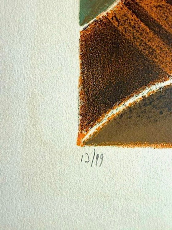 Image 1 of Litografia originale – Composizione astratta nei colori autunnali – Firmata – Edizione limitata 13/99