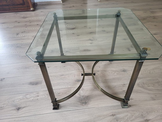 Image 1 of Table d'appoint style Hollywood Regency | 68 cm Laiton et verre |
