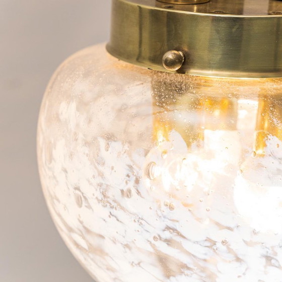 Image 1 of LAMPADA A SOSPENSIONE VINTAGE EN OTTONE ET VETRO SOFFIATO – LAMPADARIO DESIGN ANNI '60