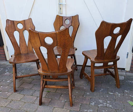 8x Brutalist oak Dining chairs – Wood (photo 5 of 5)