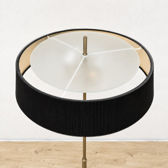 Lámpara de pie Van De Heg Design, cromada / Pantalla negra acanalada (diseño holandés) – Lámparas de pie (photo 5 of 15)