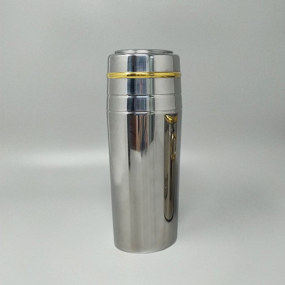 Image 1 of Splendido shaker per cocktail degli anni &#39;70 in oro 24 carati e acciaio inossidabile con secchiello per il ghiaccio di Mepra