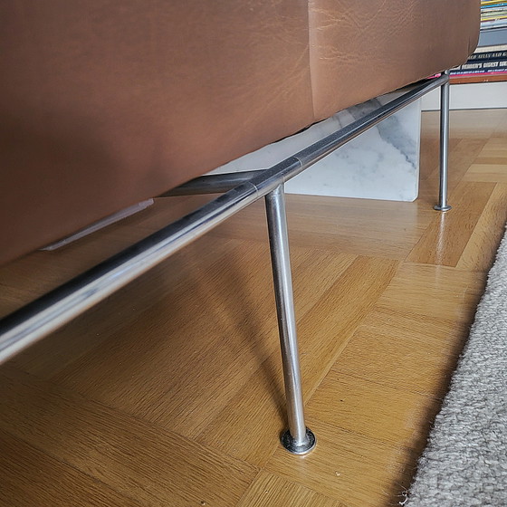 Fritz Hansen – Serie 3300 Divano in Pelle 3303 & 2x Poltrone – Arne Jacobsen – Sofà, Cromo (photo 5 of 9)