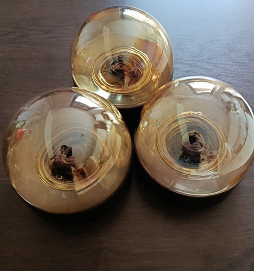 Space age/mid-century / set of 3 TEKA "Bubble" glass lamps
