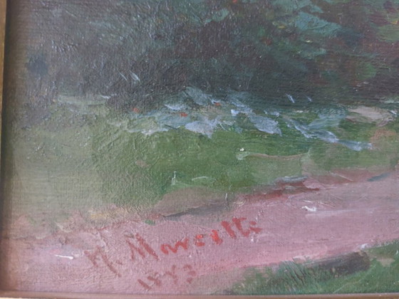 Image 1 of Paysage de village rural avec église - Henri Marcette (1824–1890)