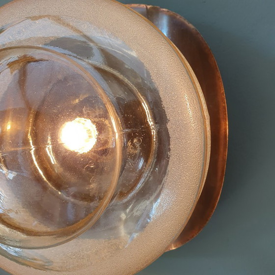 Image 1 of Lampada da parete vintage in rame e vetro - Jugoslavia - Metà secolo