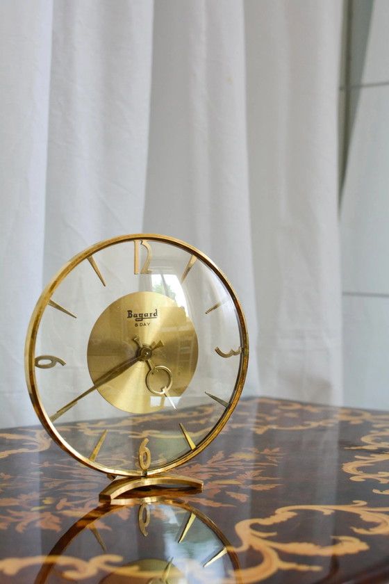 Vintage Bayard Art Deco Schouwklok, 8-daags Glas en Messing, Frankrijk – Klokken, Brass (photo 7 of 10)