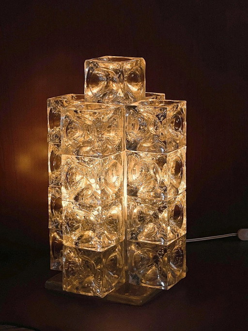 Sculptural Lamp in Polished Albano Glass Cubes for Poliarte, 1960s – tafellampen (photo 2 of 8)
