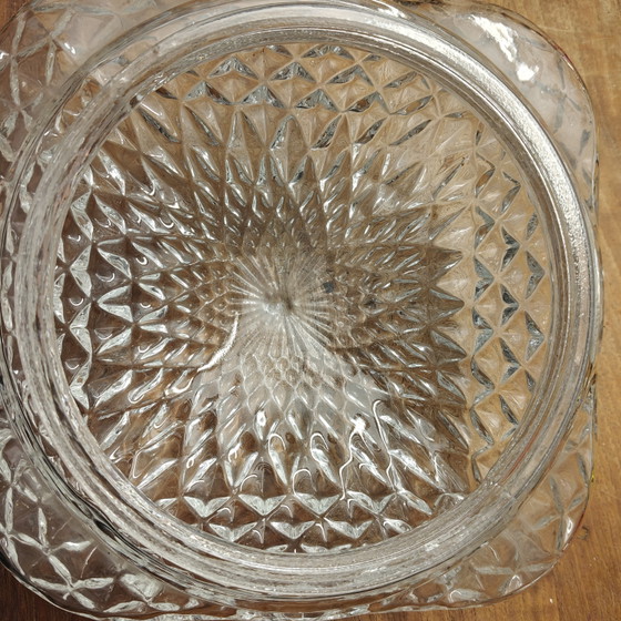 Image 1 of Vintage Ice Glass Flush Mount Ceiling / Wall Lamp – 1970s Geometric Glass