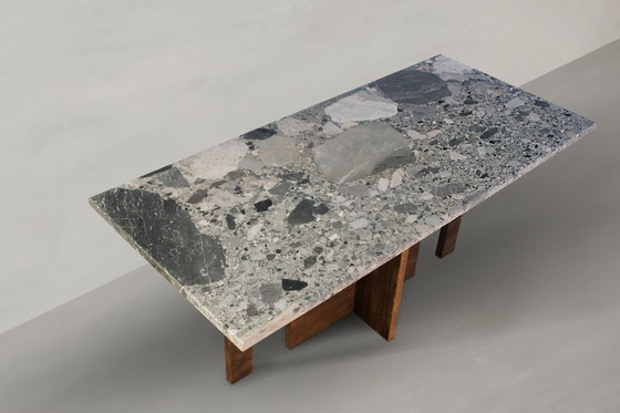 Image 1 of Salontafel Recta Breccia Alba, gemaakt van natuursteen en massief eikenhout.