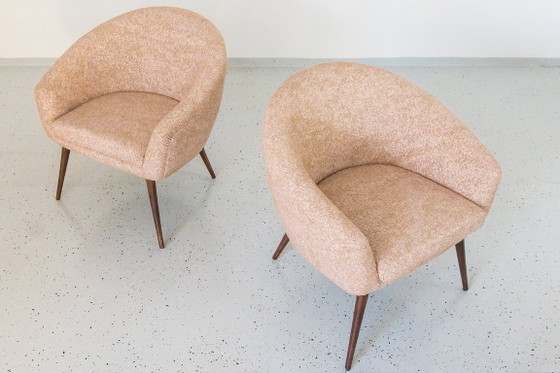 Image 1 of Roze vintage schelpfauteuils van LFM, Polen, jaren 70, set van 2