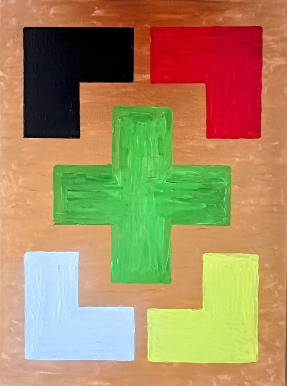 Image 1 of Enzo SAN MARCO - Essential Colors on a Gold Background - Artist's Painting