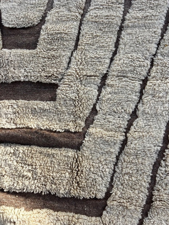 Image 1 of Modern Marokkaans Mrirt-tapijt 200x300 cm – Crème wollen textuurdesign