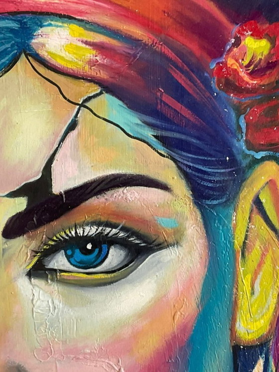 Image 1 of Luis Angel - La Mujer De Las Grietas Cromaticas - Artist Canvas