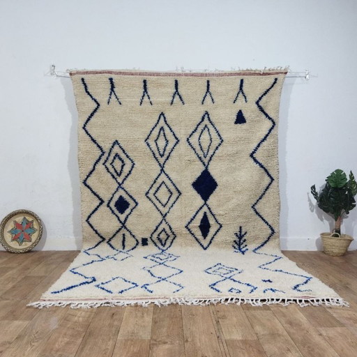 Alfombra bereber clásica Beni Ourain: alfombra marroquí grande hecha a mano (305 × 195 cm)