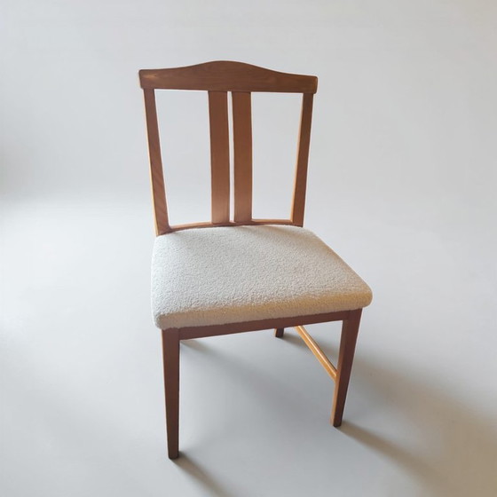Image 1 of Vintage chair, imitation white sheepskin, Sweden, 1960s